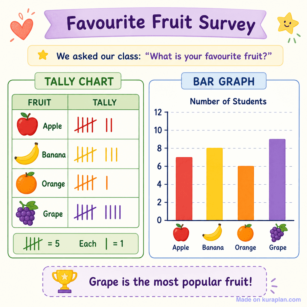 Tally chart and bar graph side by side