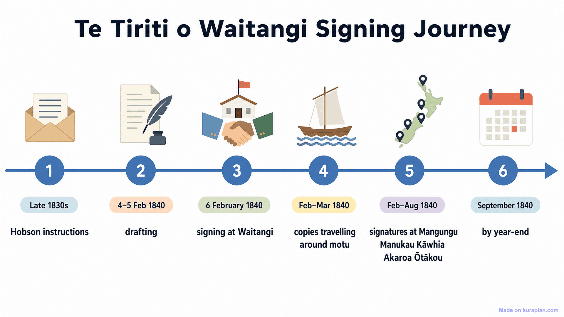 Te Tiriti o Waitangi Signing Journey Timeline