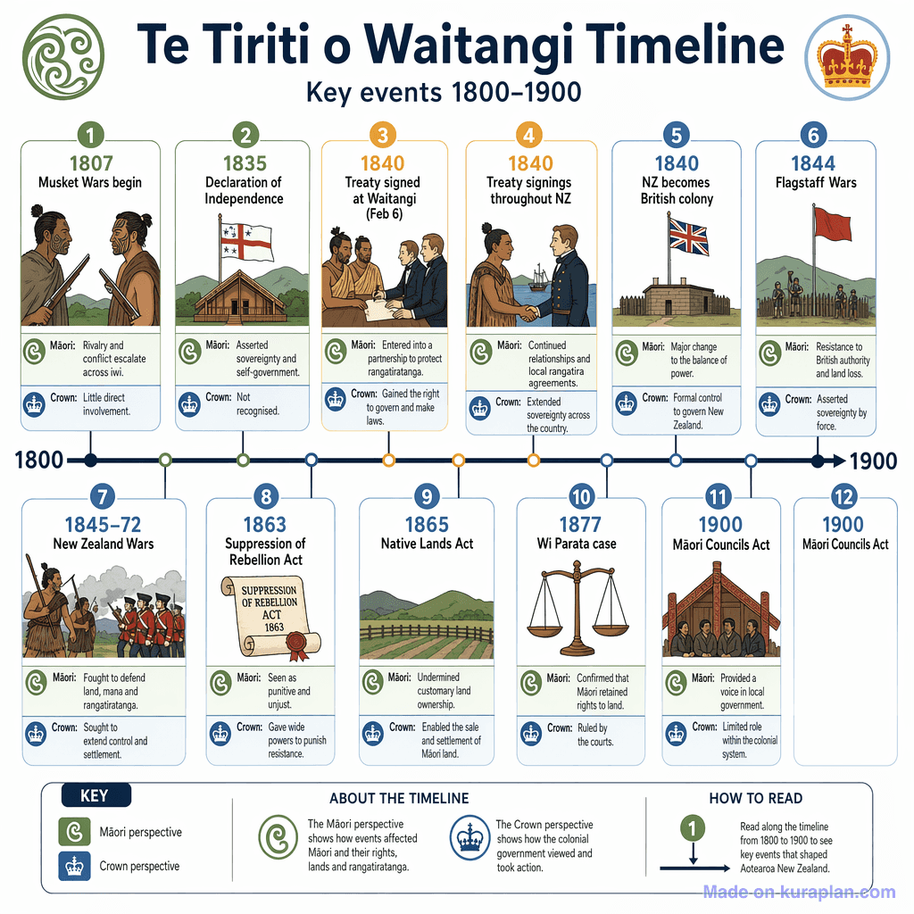 Te Tiriti o Waitangi Timeline (detailed)