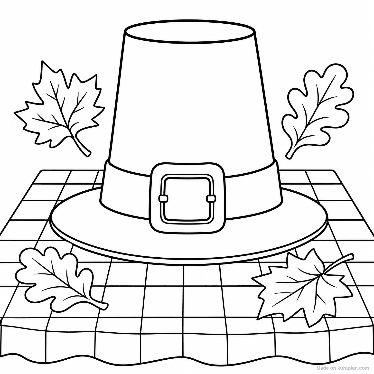 Pilgrim Hat with Buckle — Coloring Page