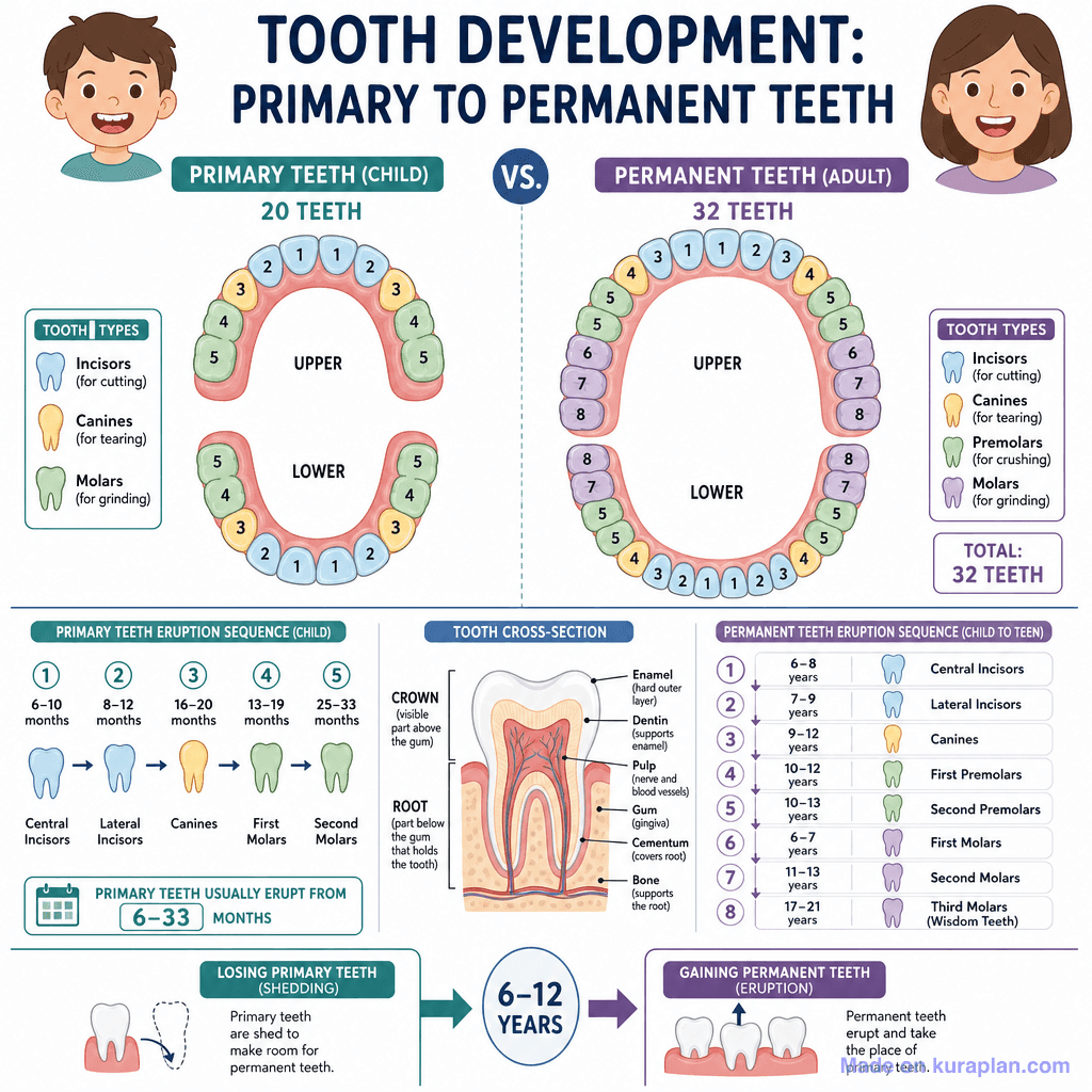 Tooth Development: Primary to Permanent Teeth (detailed)