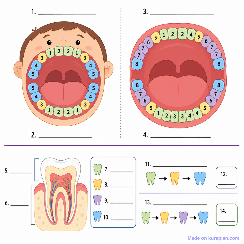 Tooth Development: Primary to Permanent Teeth (simple, unlabeled)