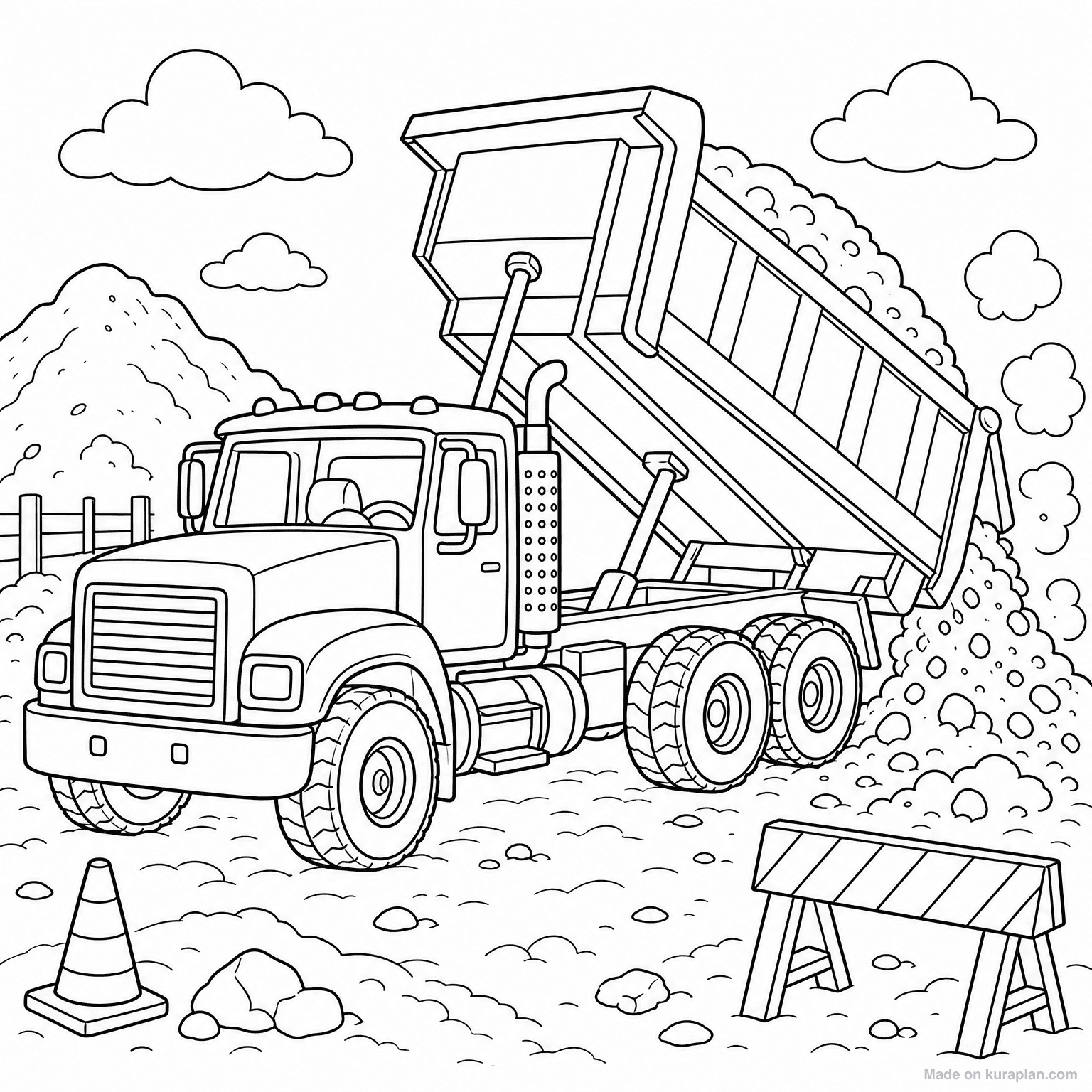 Dump Truck — Coloring Page