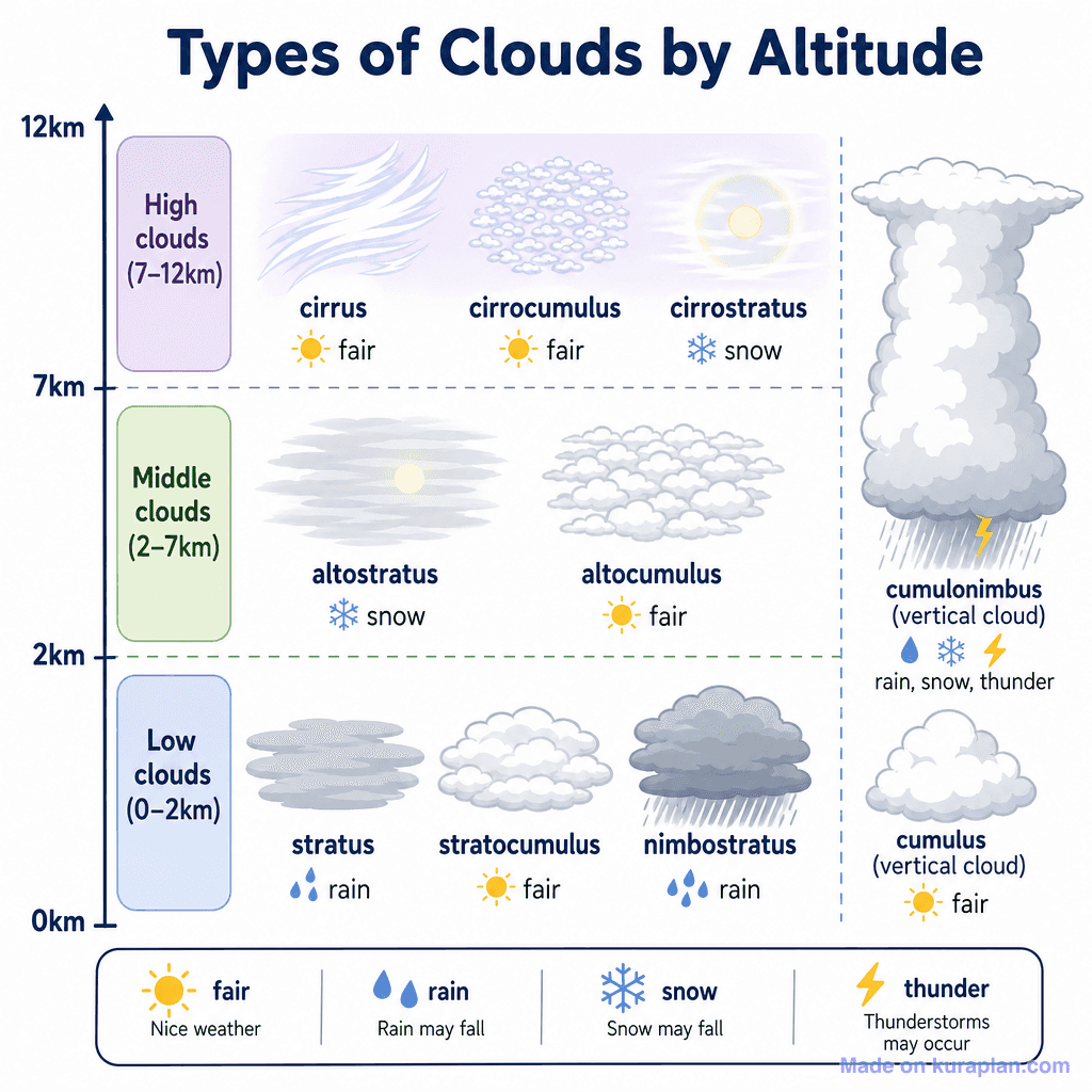 Types of Clouds by Altitude (simple)