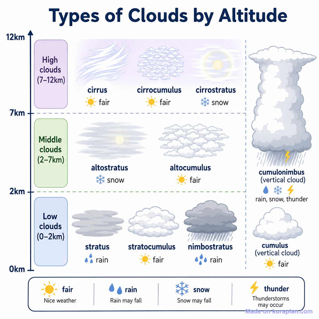 Types of Clouds by Altitude (simple)