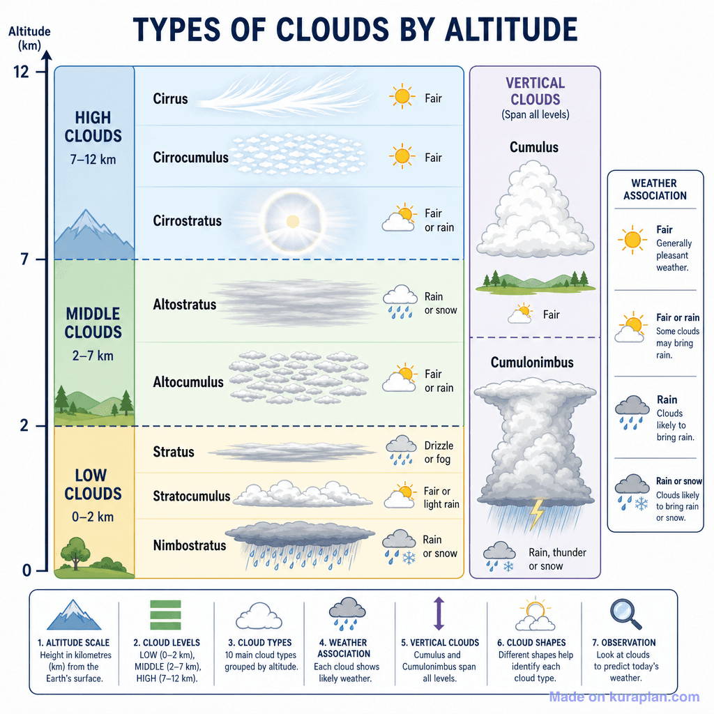 Types of Clouds by Altitude (detailed)