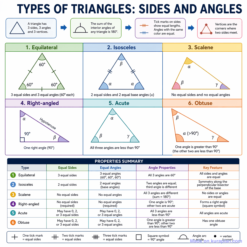 Types of Triangles: Sides and Angles (detailed)