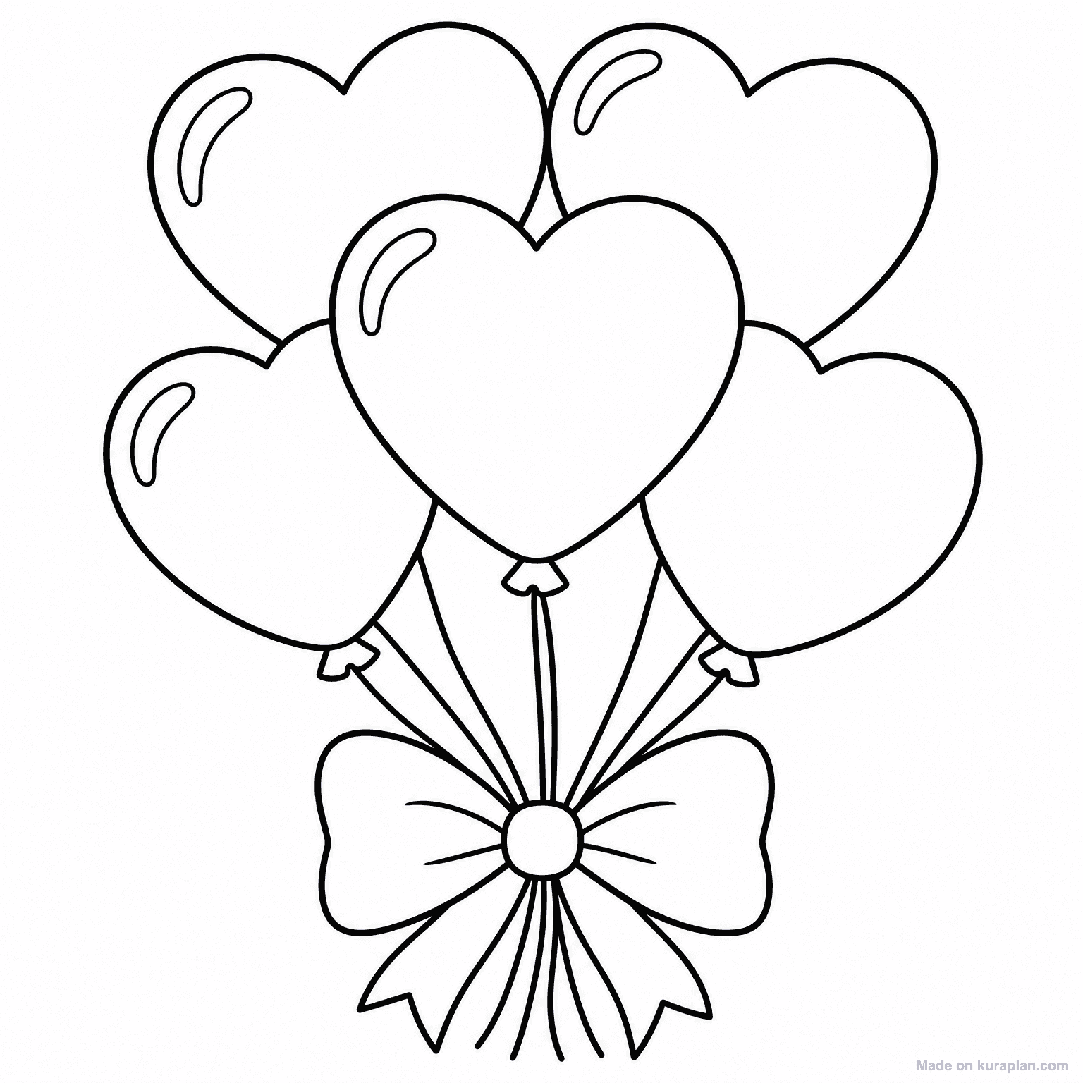 Heart Balloons Bouquet — Coloring Page
