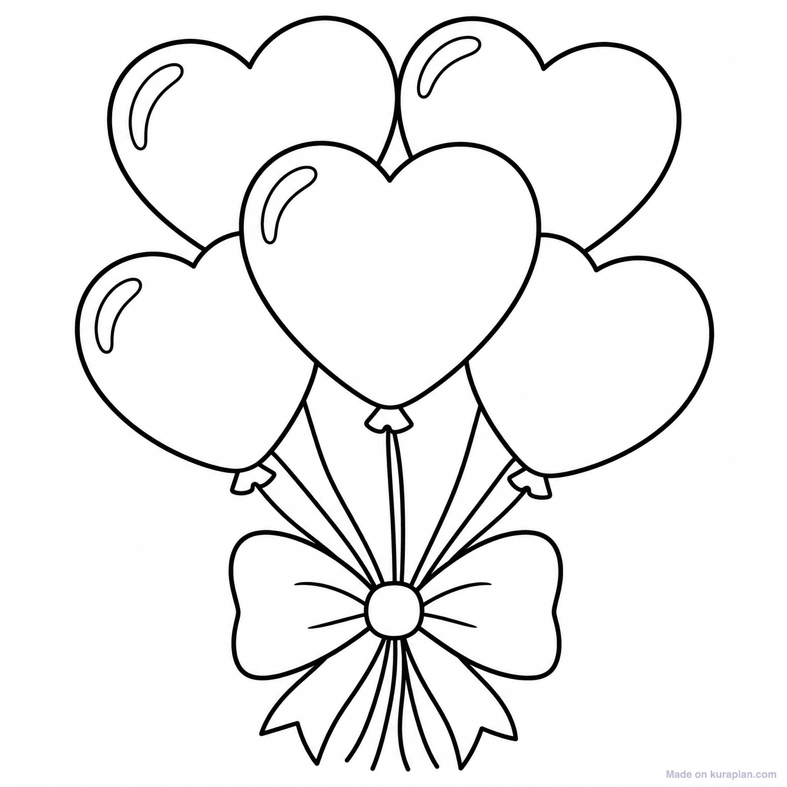 Heart Balloons Bouquet — Coloring Page