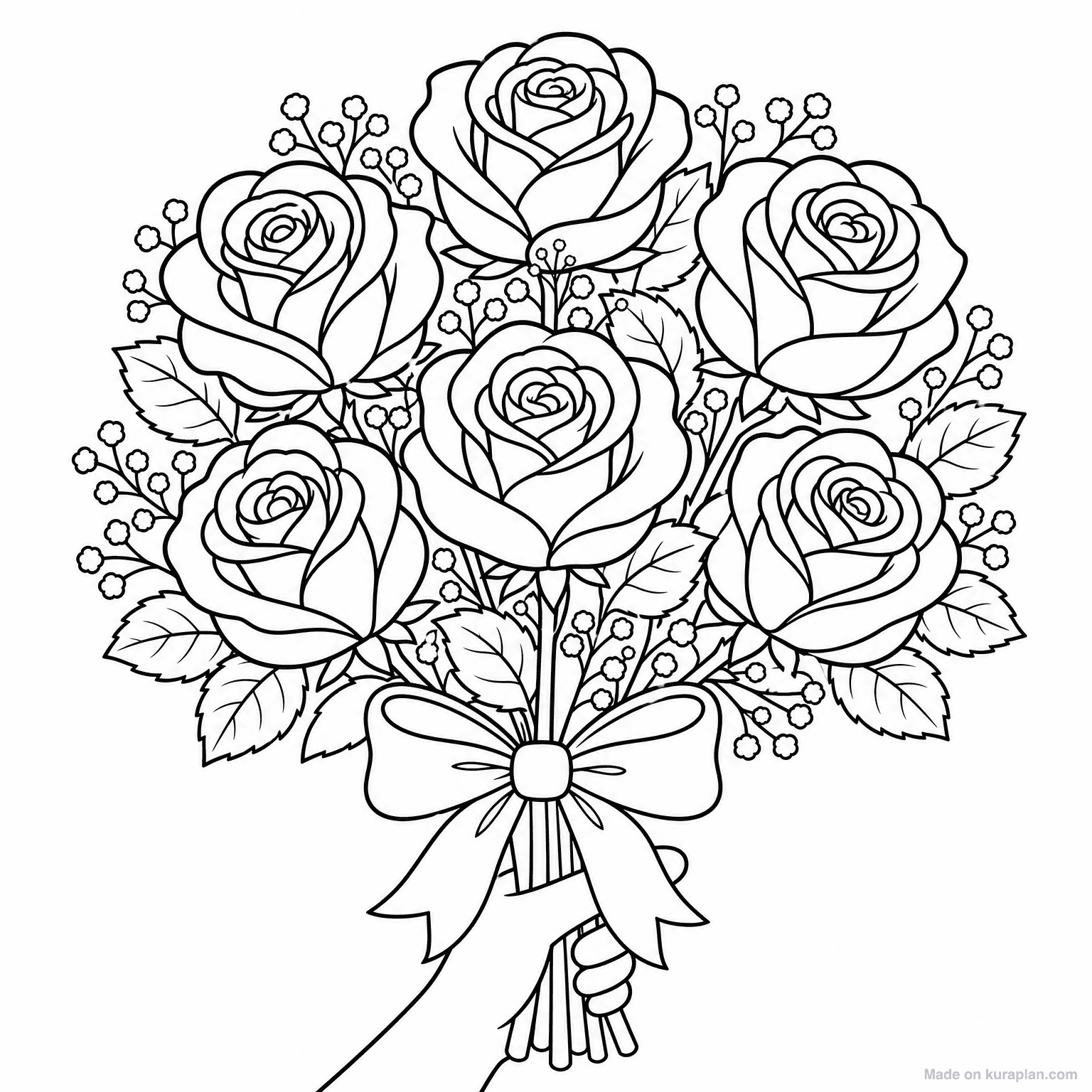 Bouquet of Roses — Coloring Page