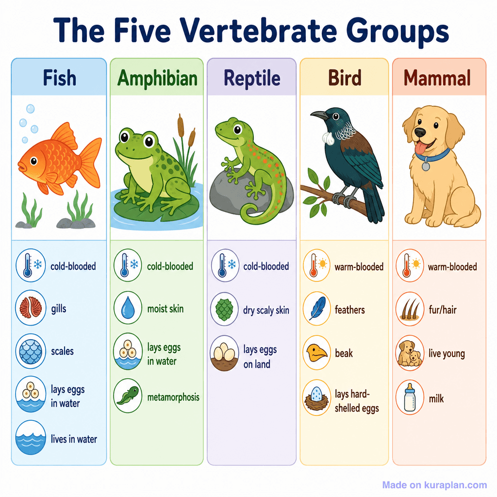 The Five Vertebrate Groups (simple)