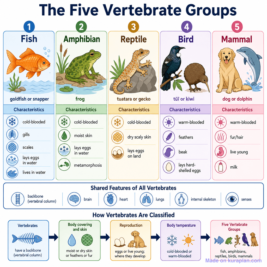 The Five Vertebrate Groups (detailed)