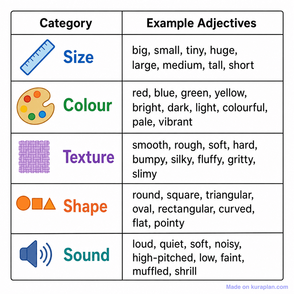 Vocab Describing Words Chart