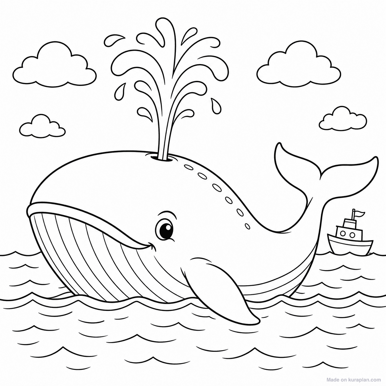 Blue Whale with Spout — Coloring Page