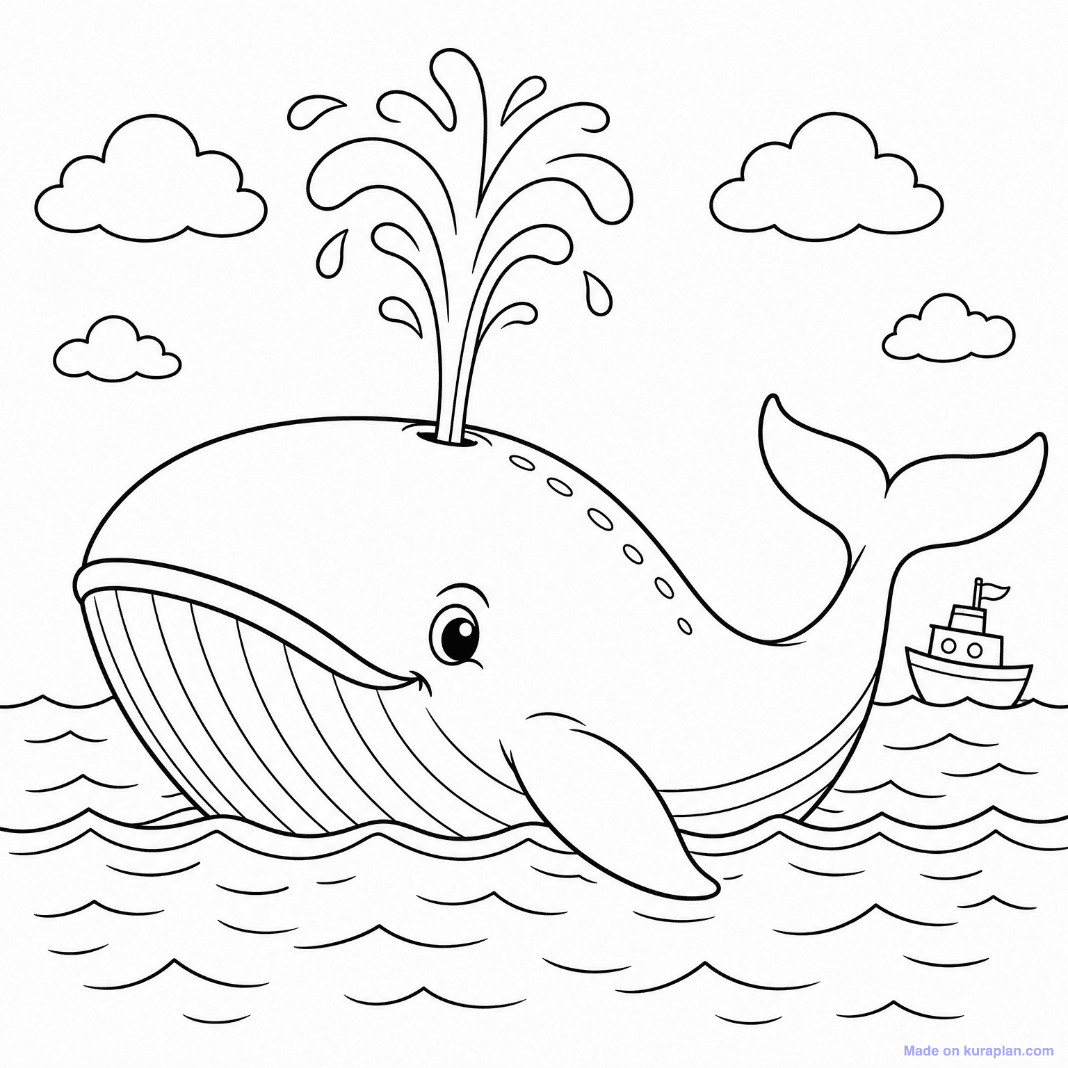 Blue Whale with Spout — Coloring Page