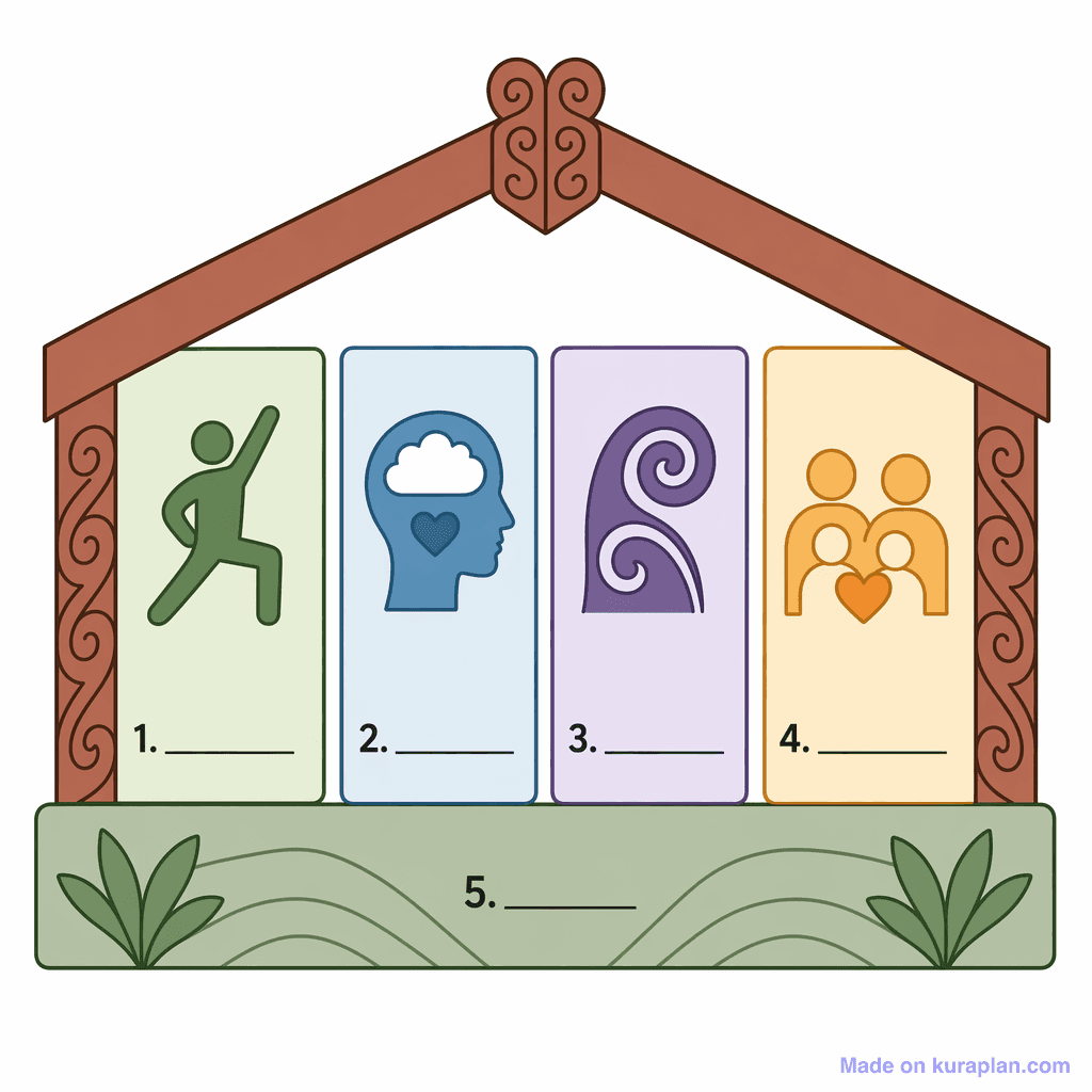 Whare Tapa Whā Wellbeing Model (simple, unlabeled)