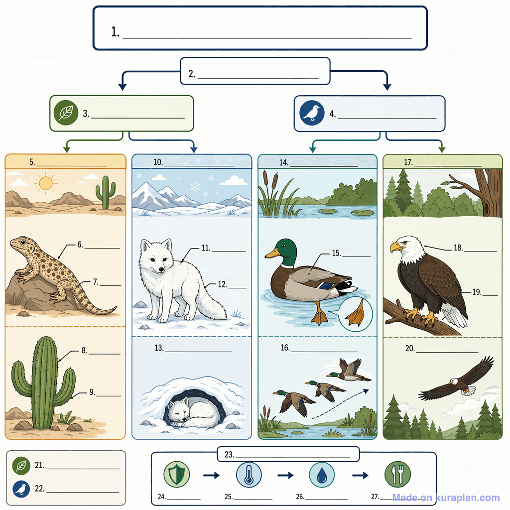 Wildlife Adaptations (detailed, unlabeled)