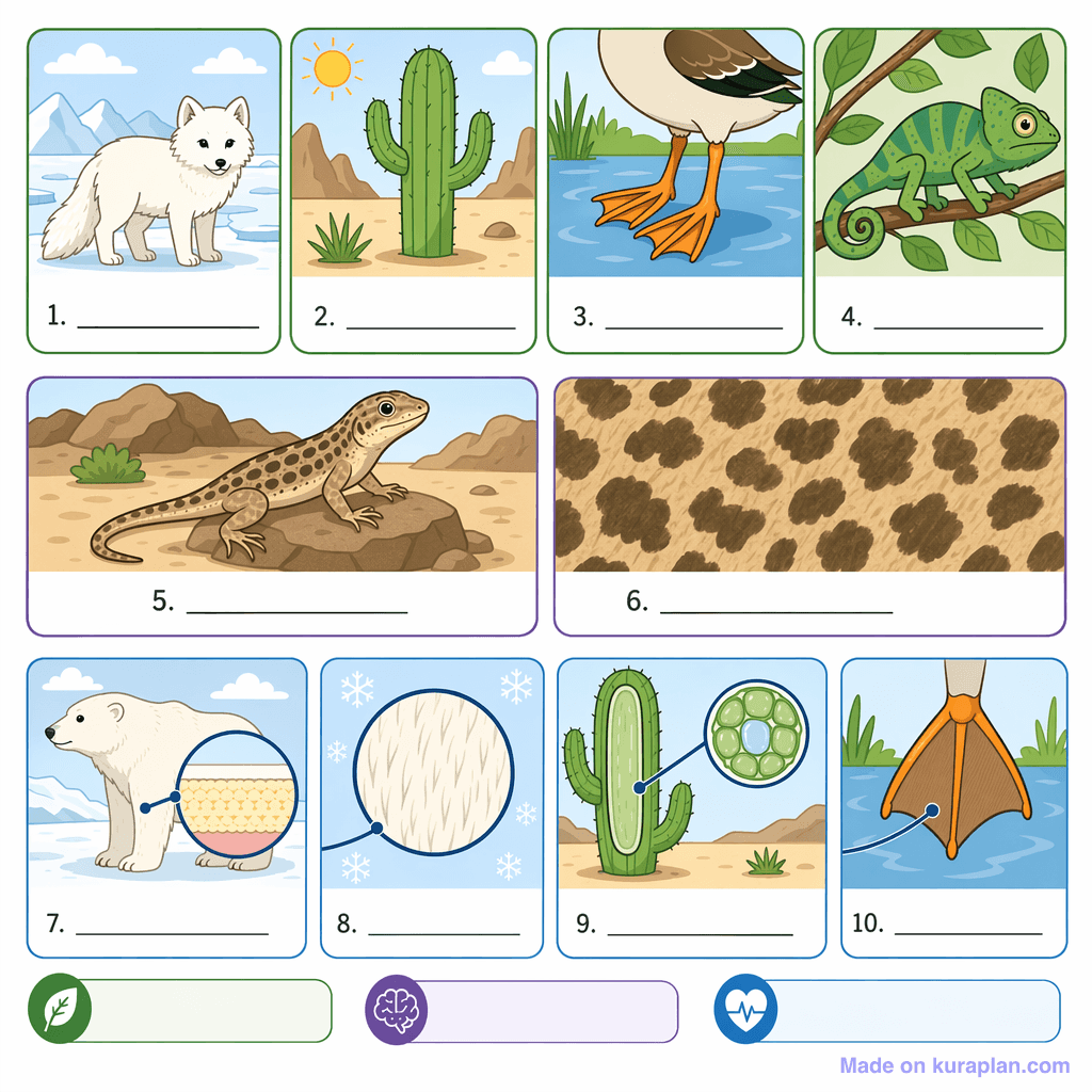 Wildlife Adaptations (simple, unlabeled)