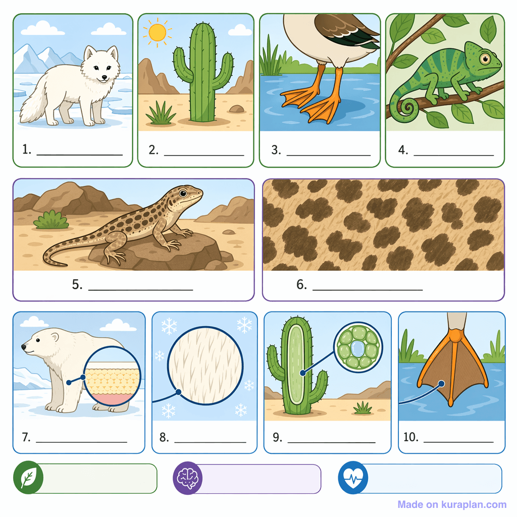 Wildlife Adaptations (simple, unlabeled)