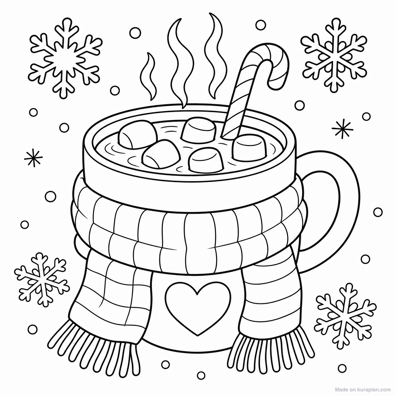 Hot Cocoa with Marshmallows — Coloring Page