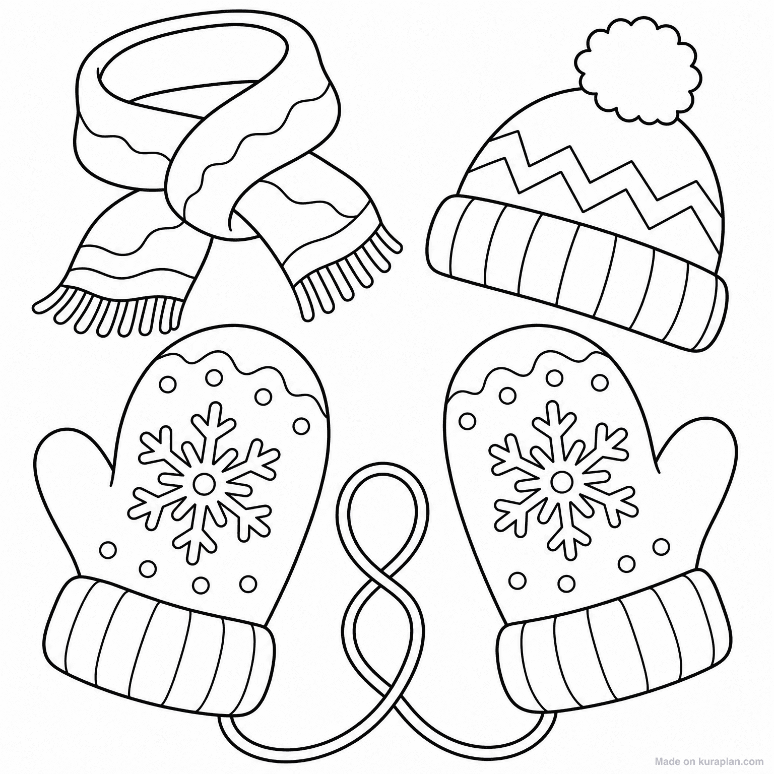 Pair of Mittens — Coloring Page