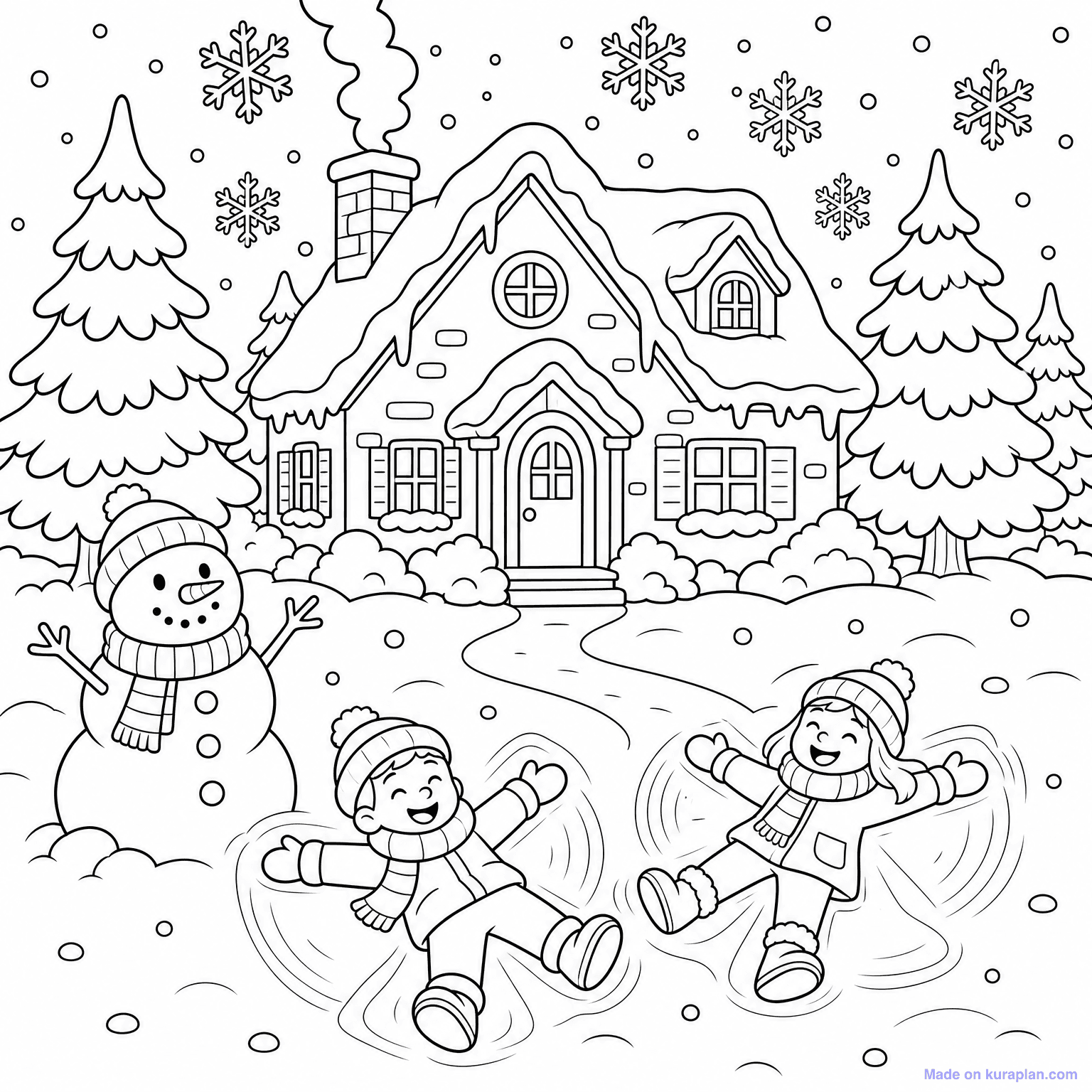 Snowy Winter Wonderland — Coloring Page