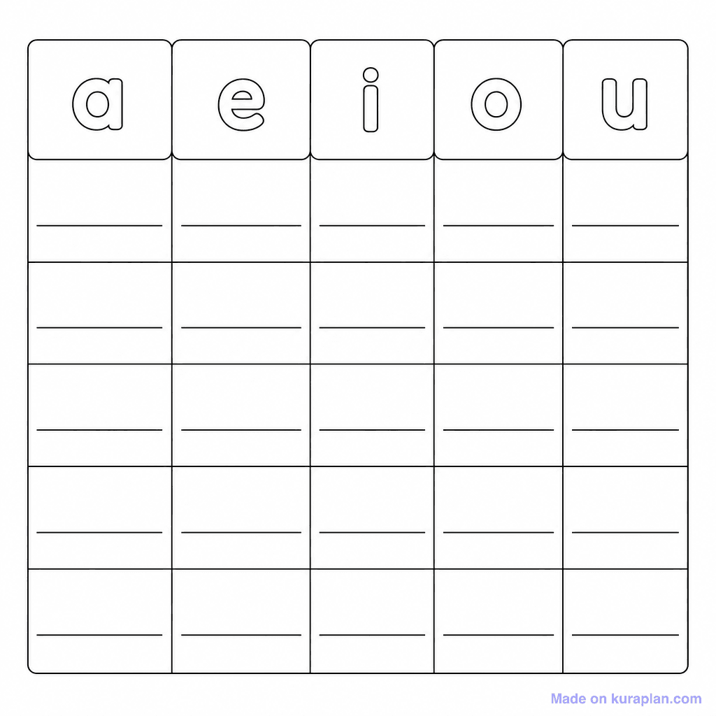 Vowel Sort 5 Column