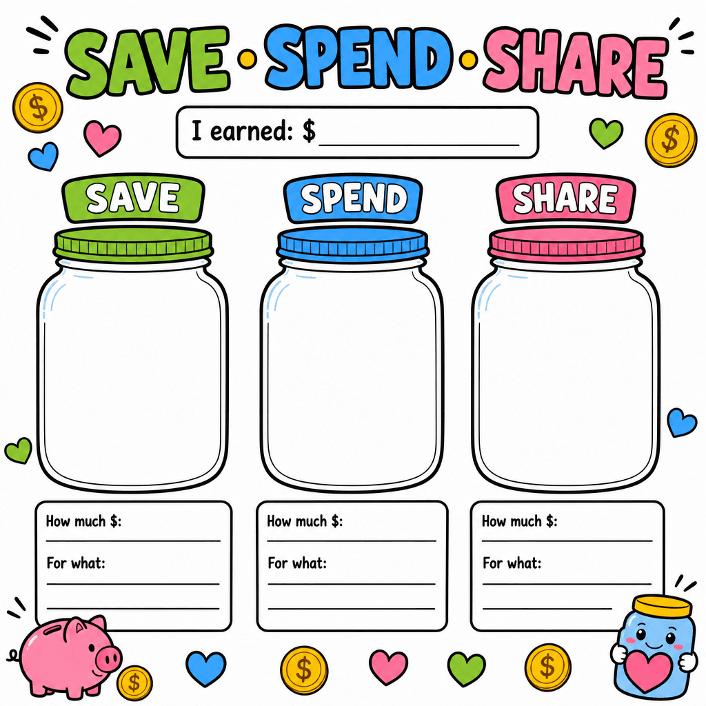 Save / Spend / Share Jars