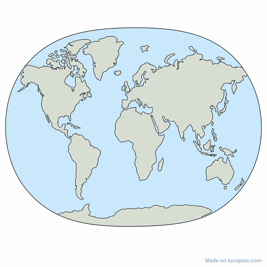 World Map 7 Continents Blank