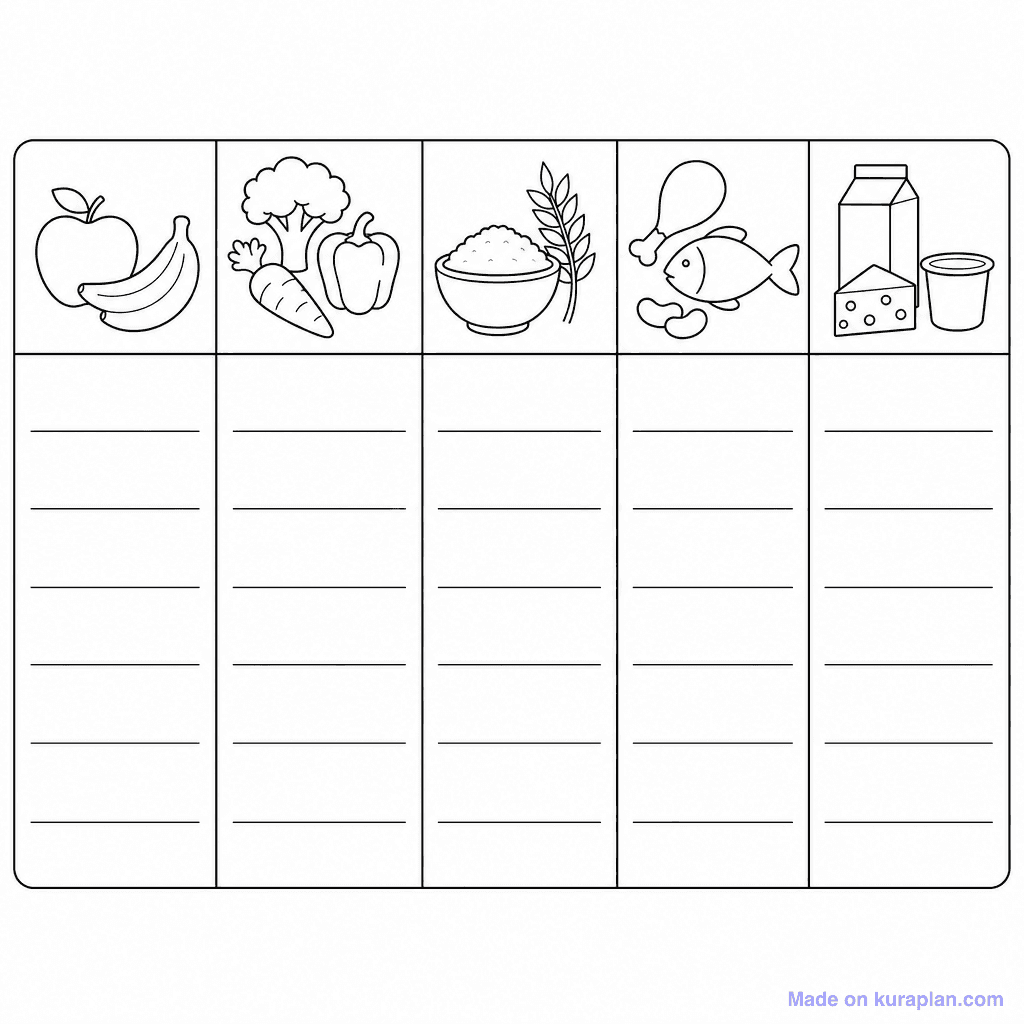 Food Group Sort 5 Column