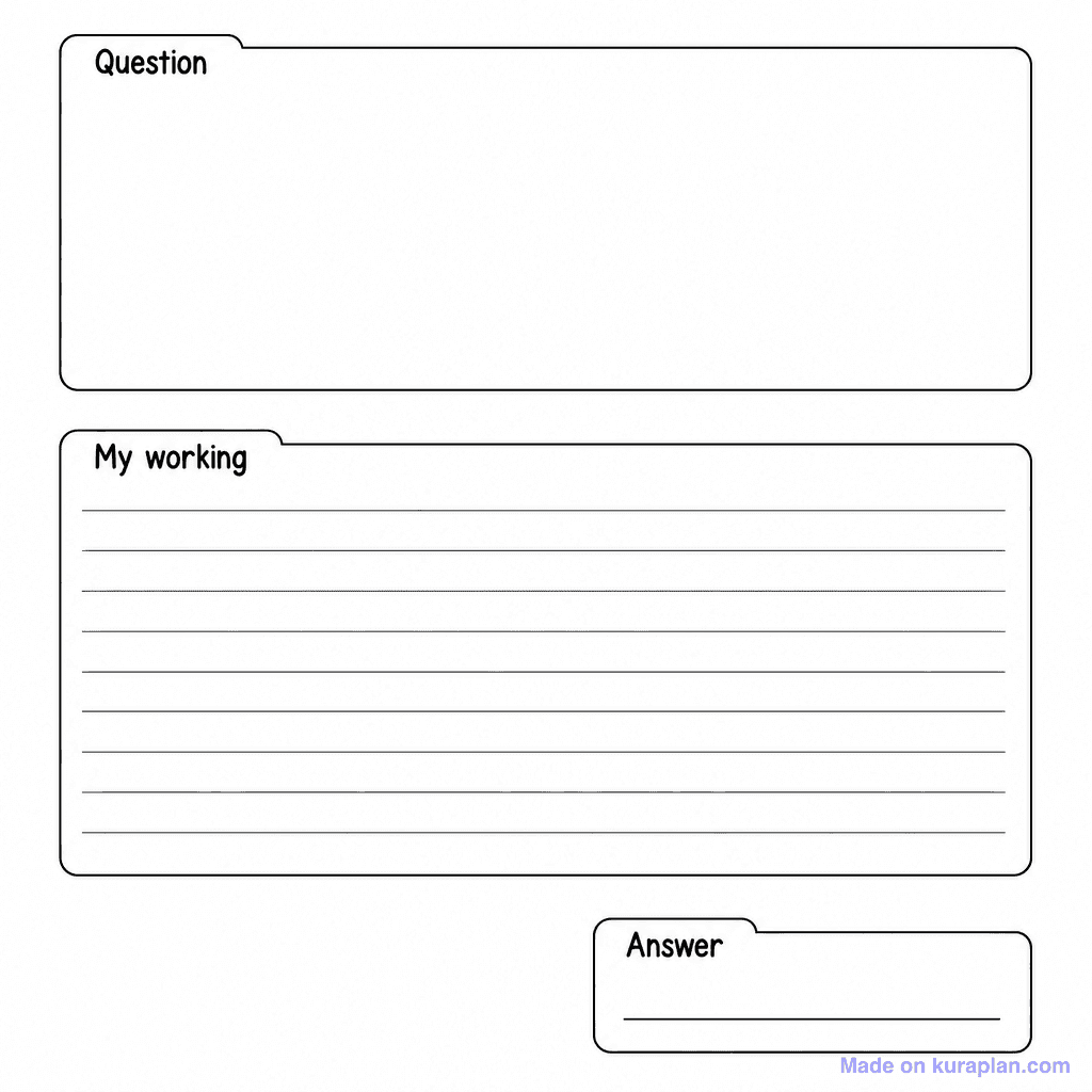 Word Problem Working Frame