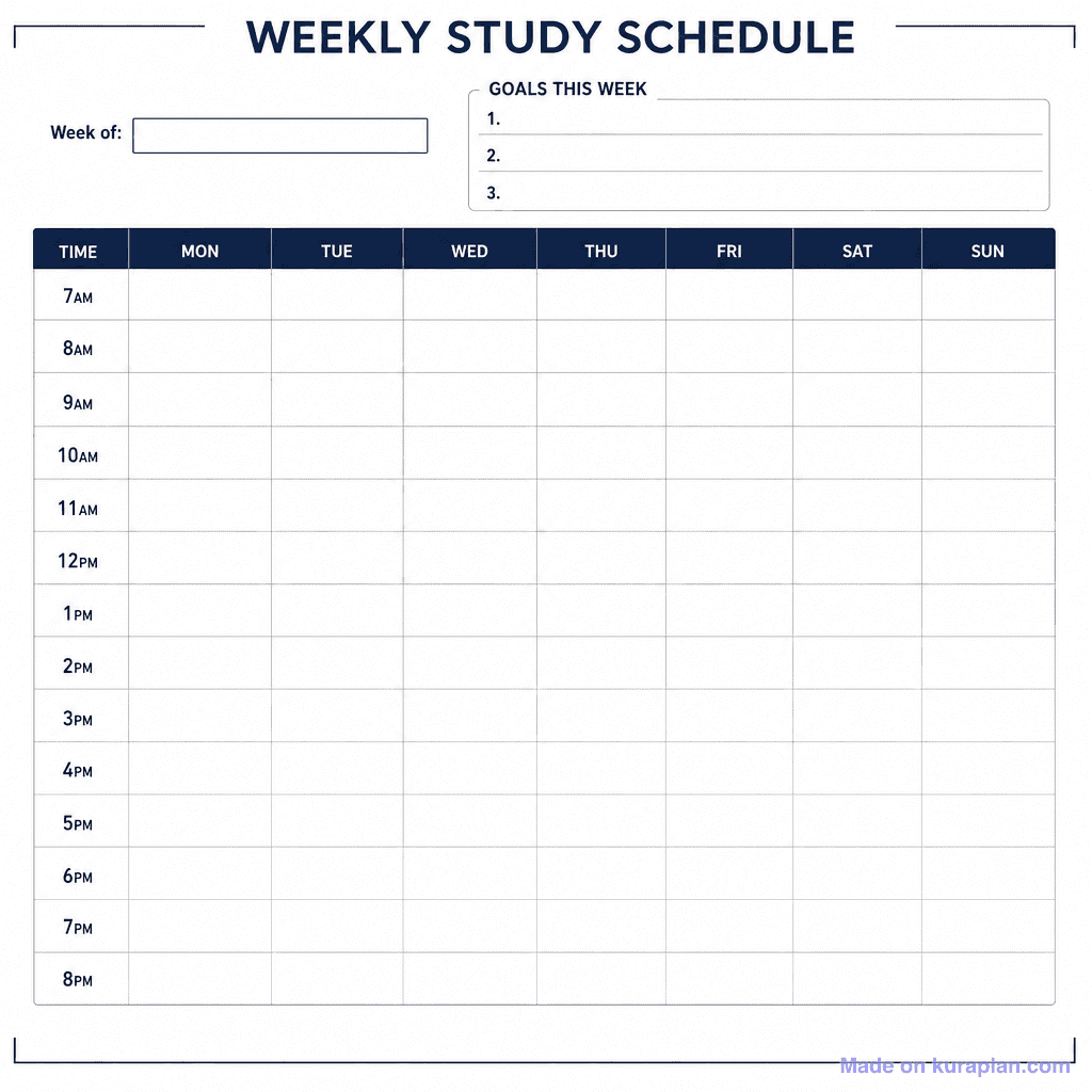 Weekly Study Schedule