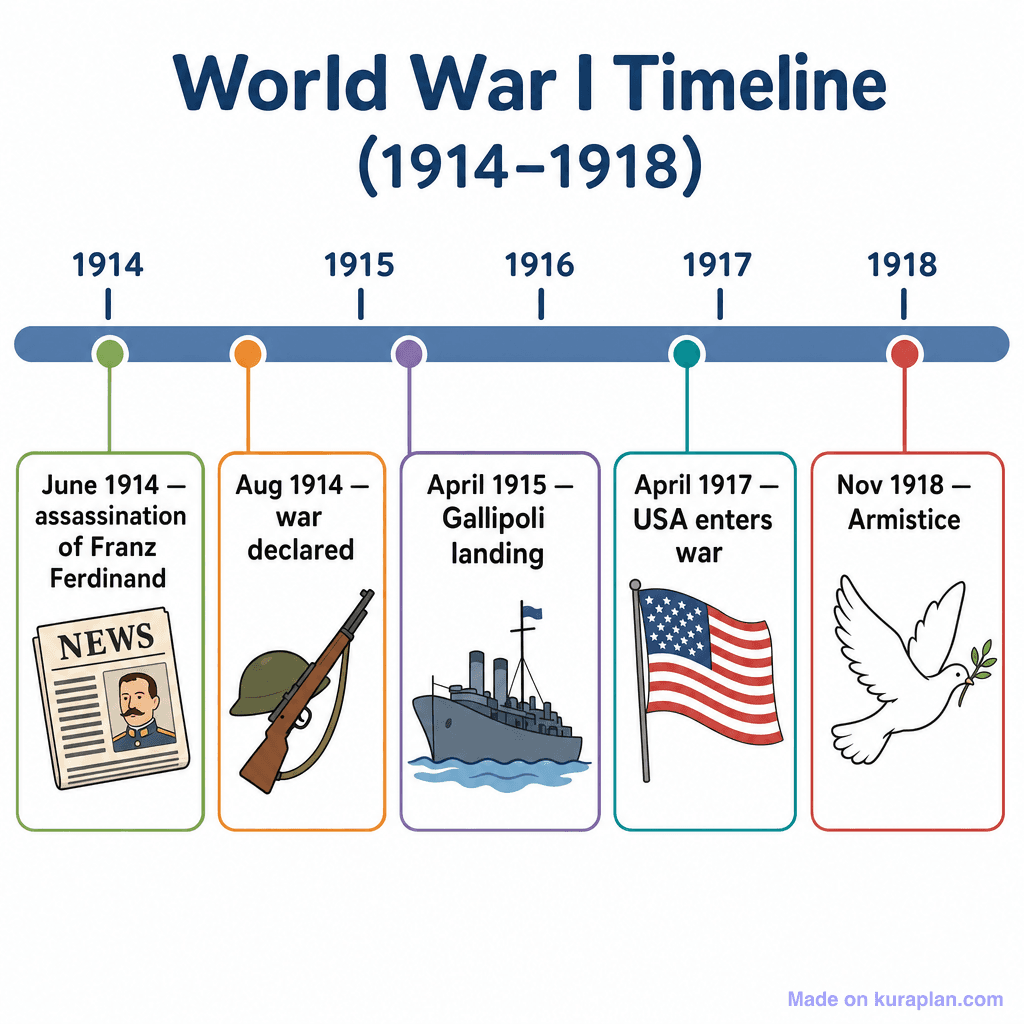 World War I Timeline (1914–1918) (simple)