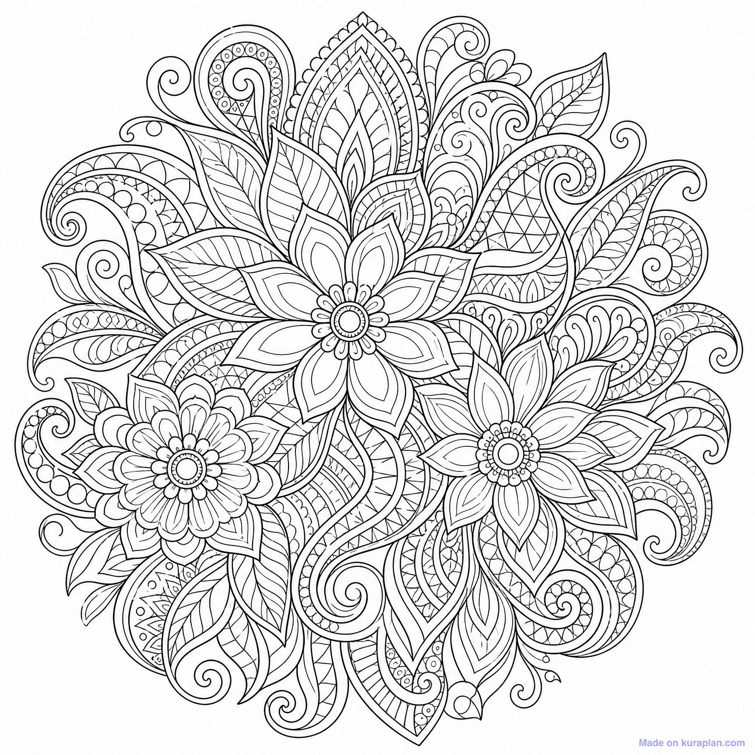 Zentangle Floral Abstract — Coloring Page