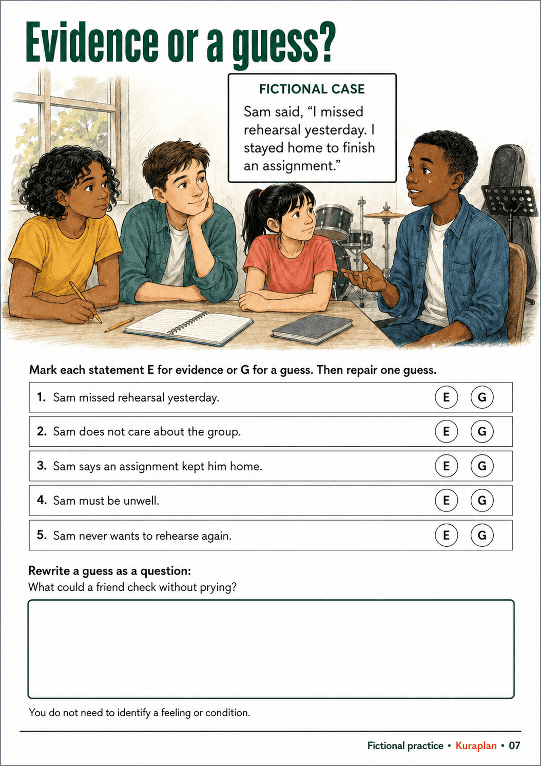 Evidence or a guess?. Distinguish reported facts from unsupported interpretations