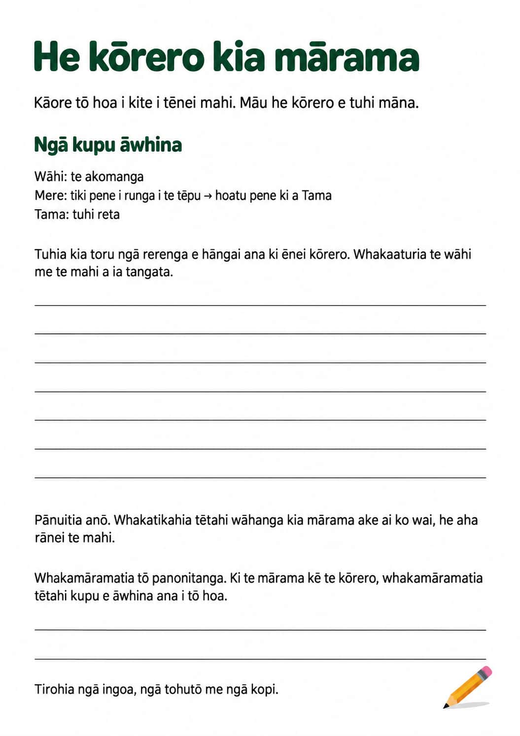 He kōrero kia mārama