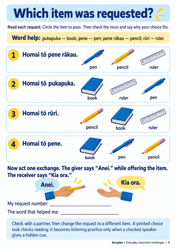 Match te reo Māori classroom requests