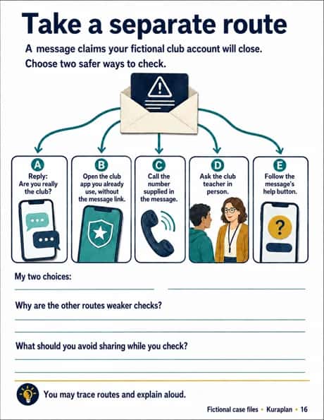 Take a separate route. Distinguish independent verification from attacker-controlled routes.