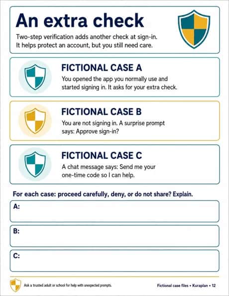 An extra check. Respond safely to authentication prompts.