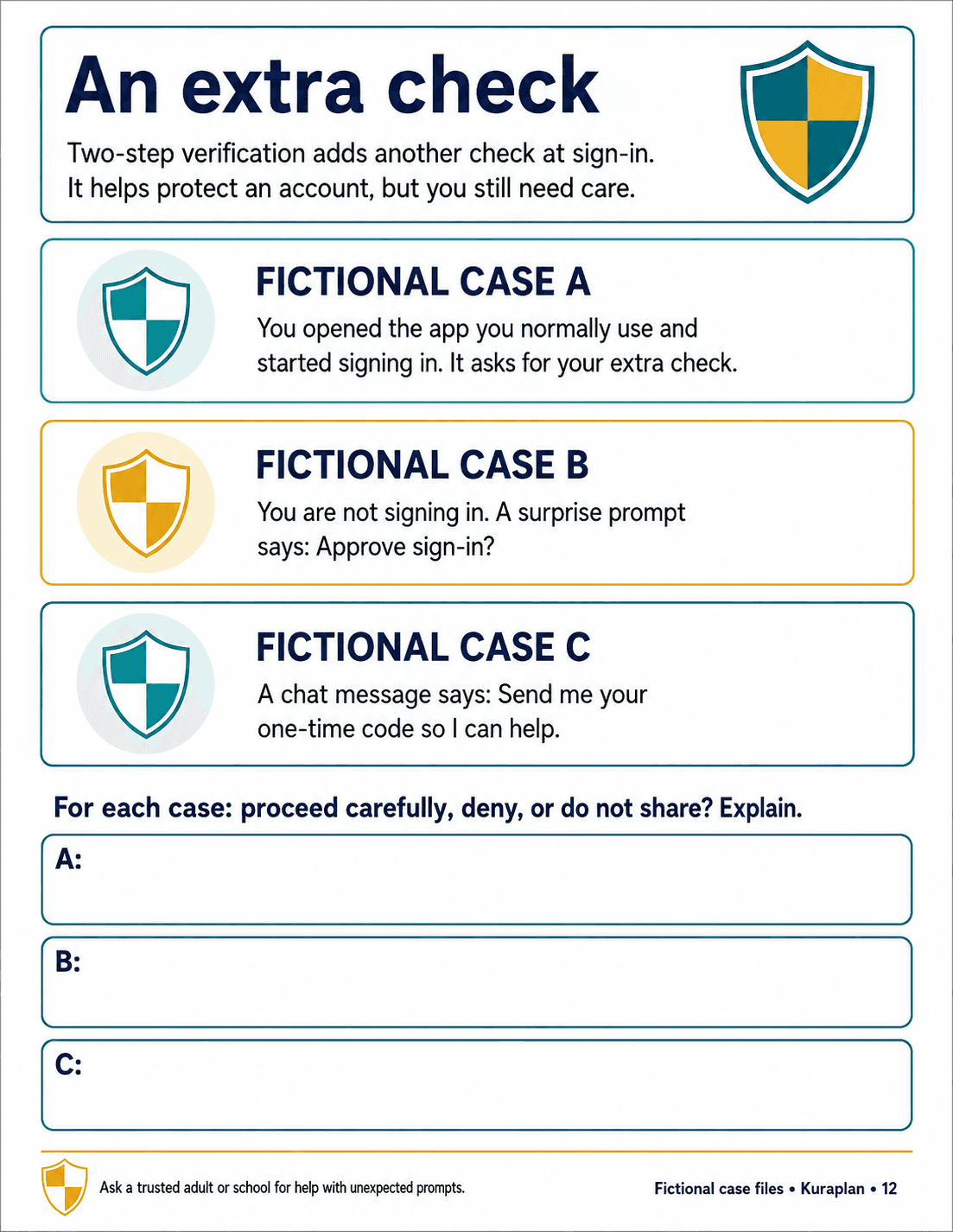 An extra check. Respond safely to authentication prompts.