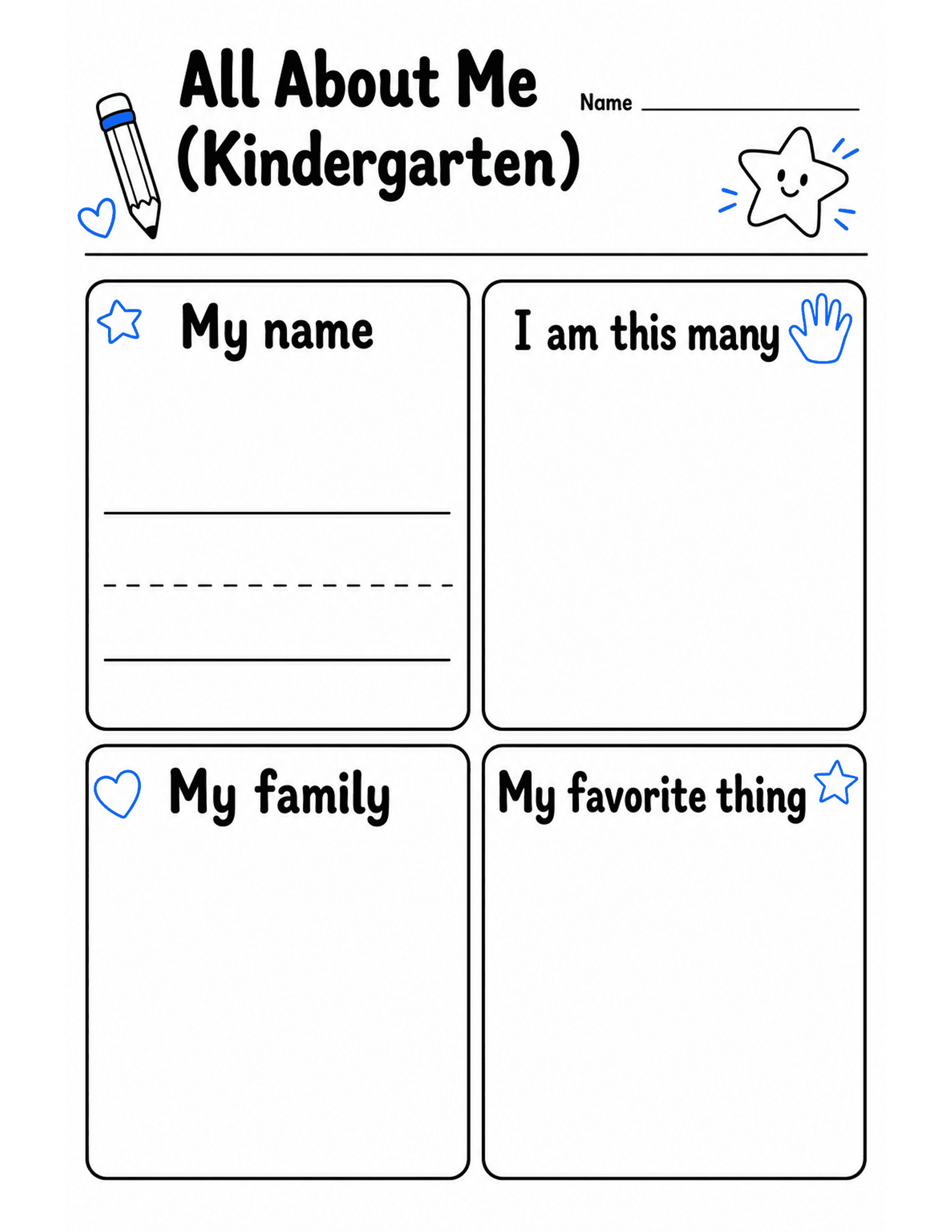 All About Me (Kindergarten) preview — free printable
