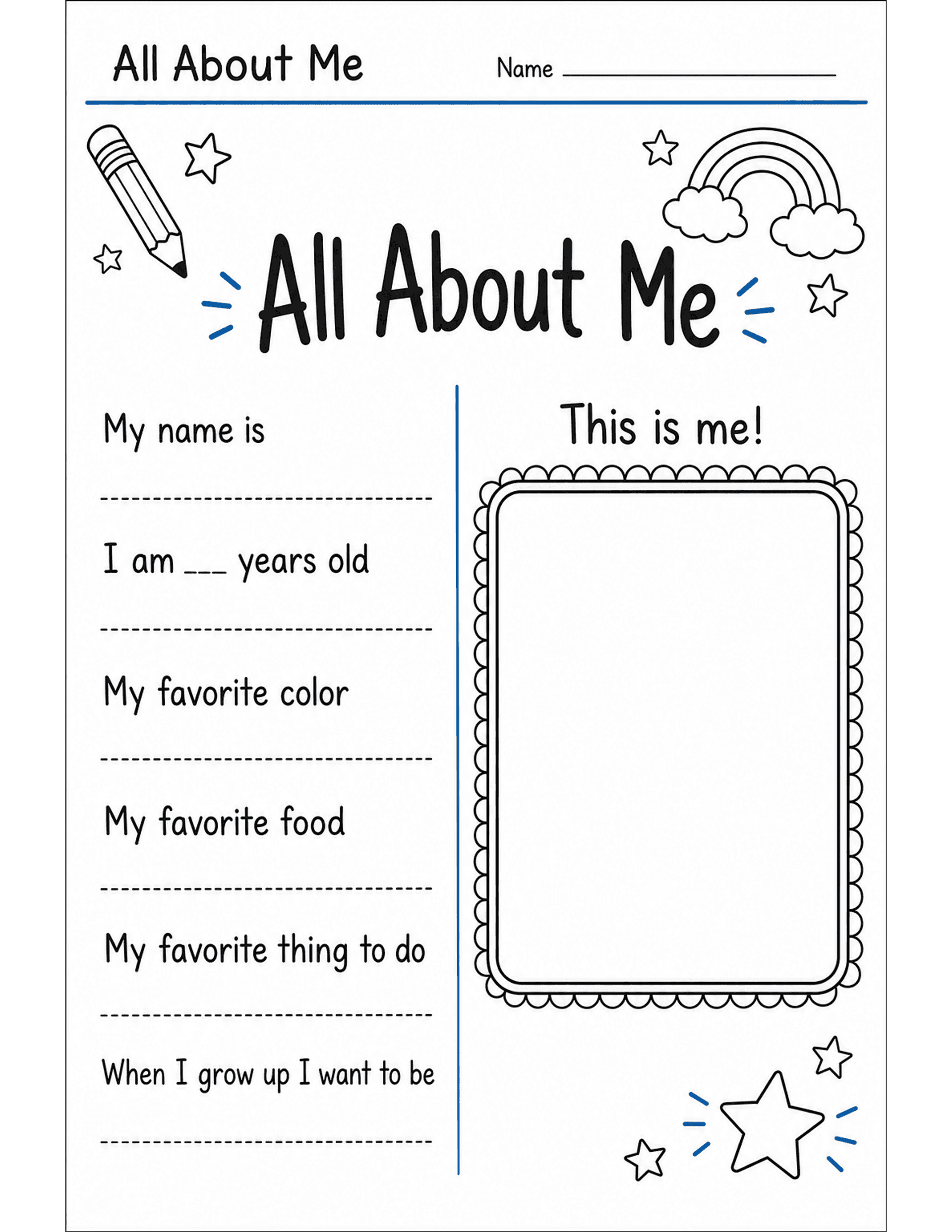 All About Me preview — free printable