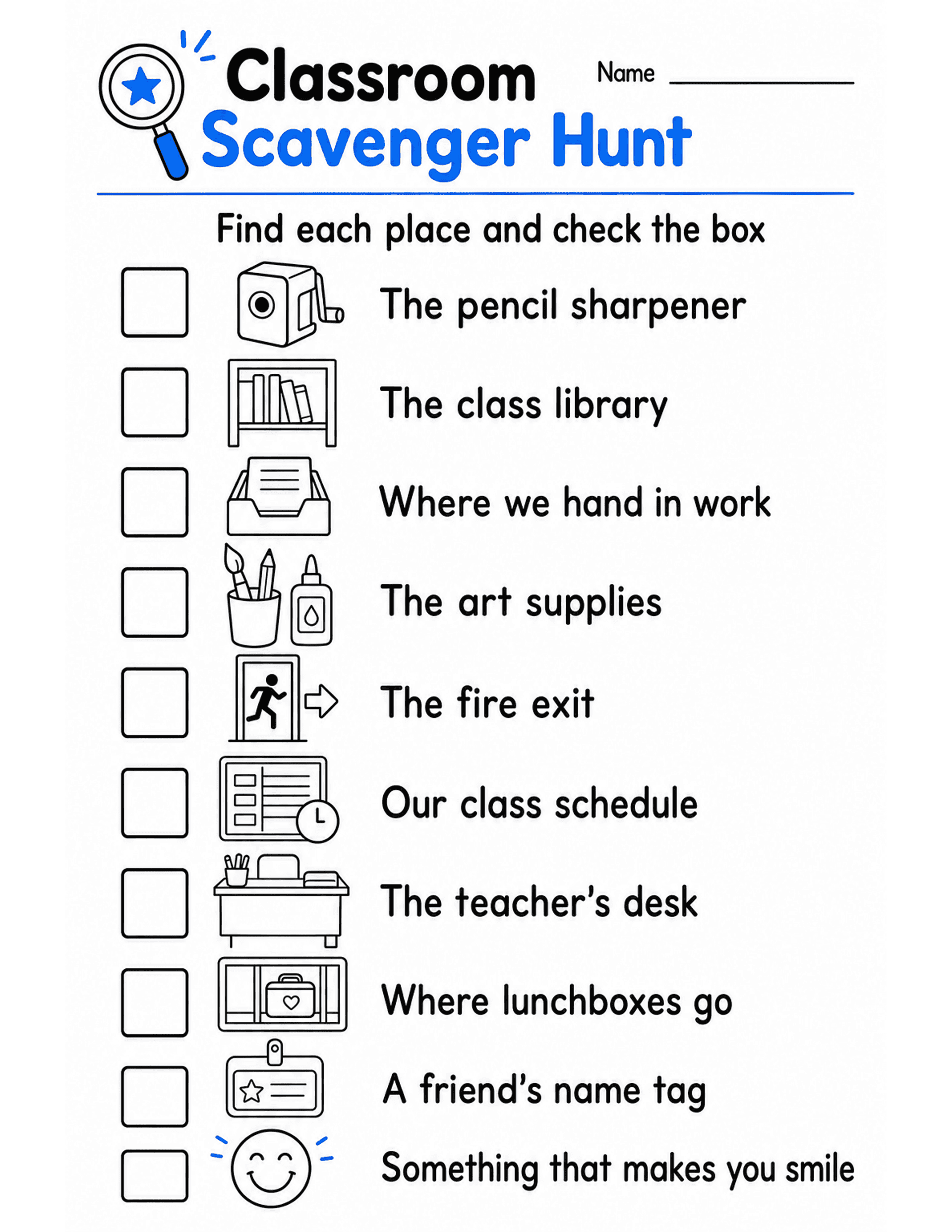 Classroom Scavenger Hunt preview — free printable