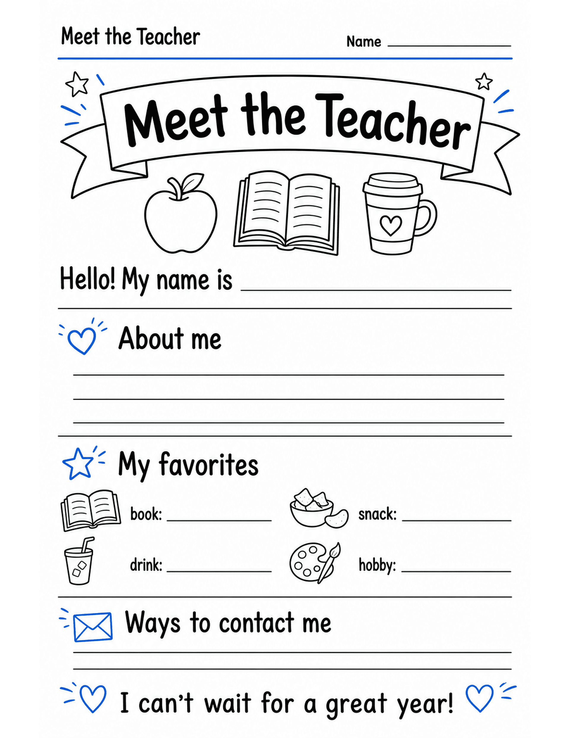 Meet the Teacher preview — free printable