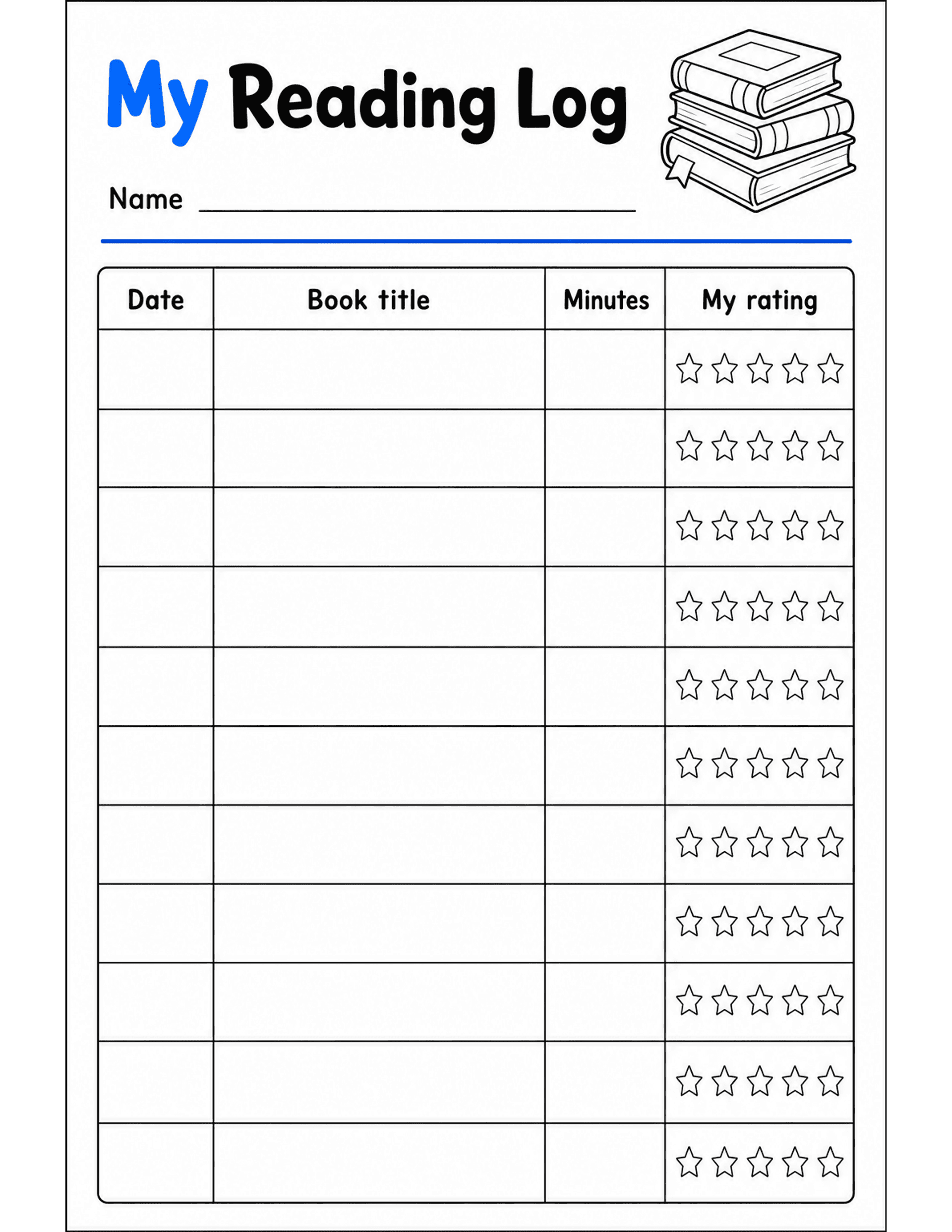 My Reading Log preview — free printable