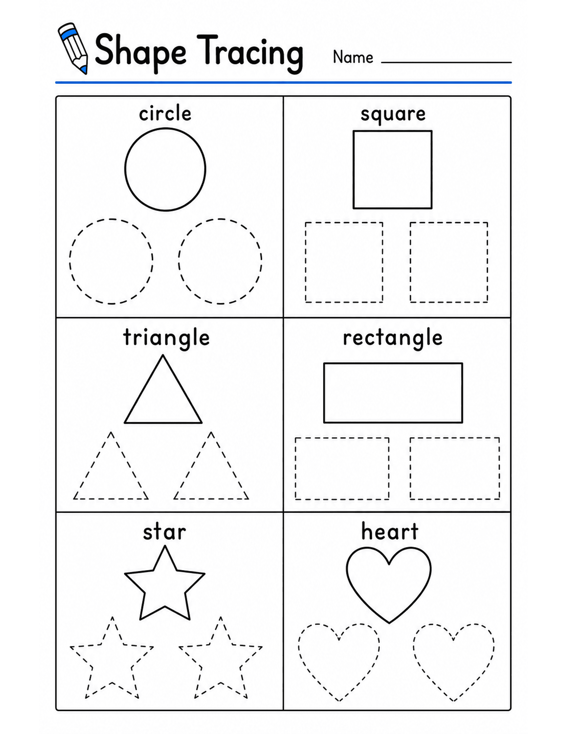 Shape Tracing preview — free printable