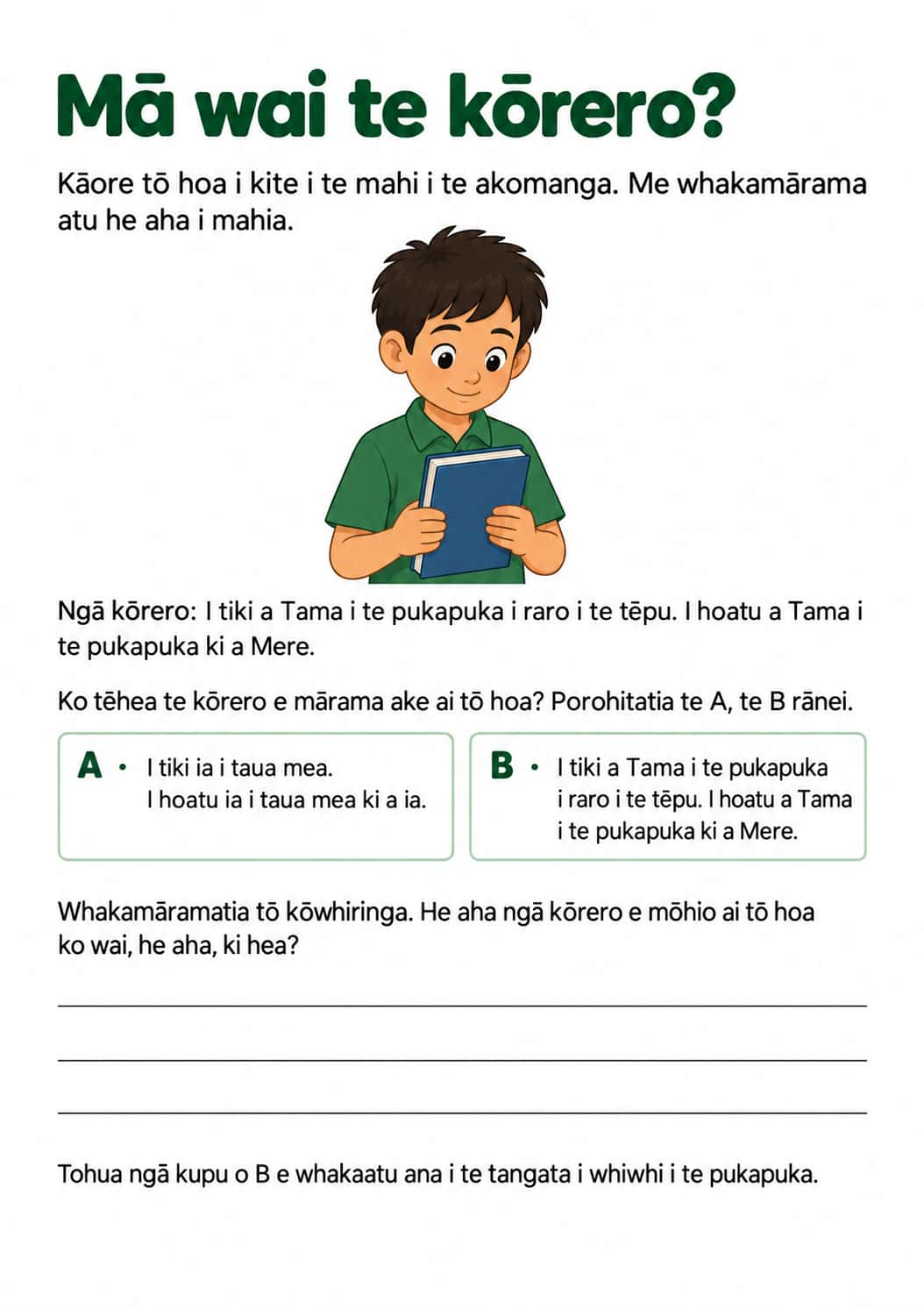 Mā wai te kōrero?