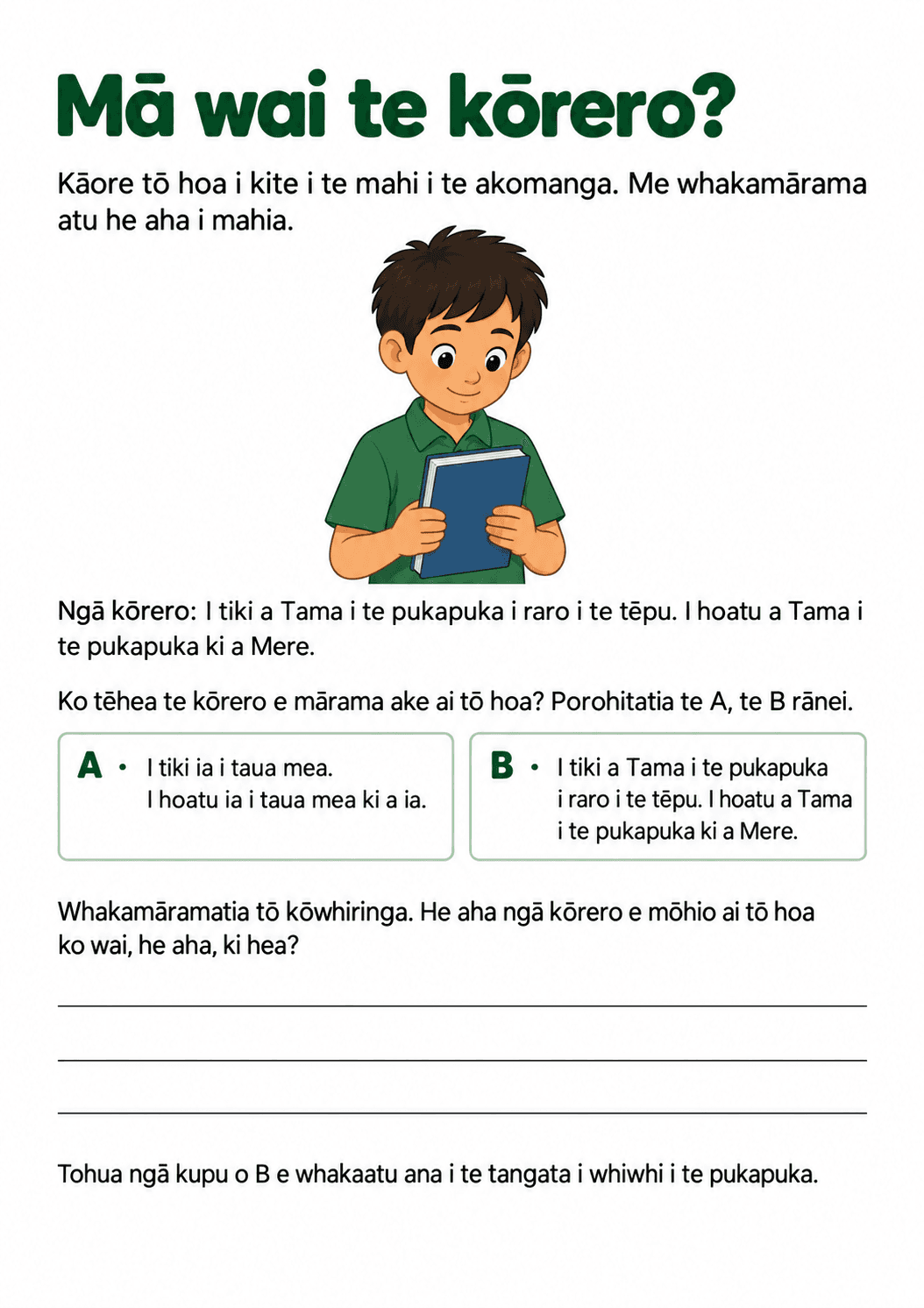 Mā wai te kōrero?