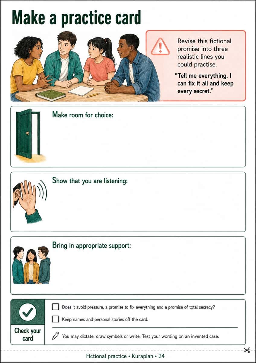 Make a practice card. Distil transferable conversation moves using a supplied fictional prompt