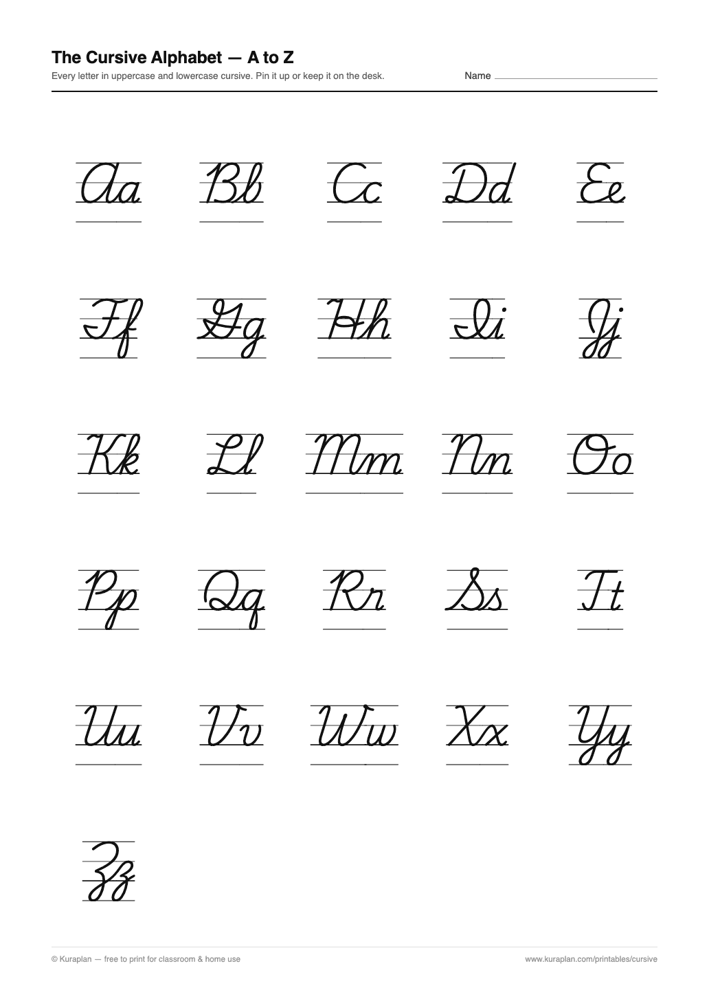 Cursive Alphabet Chart preview — printable cursive handwriting worksheet